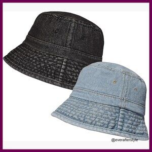 Cotton Denim Bucket Hats Packable Vintage Washed Adjustable Sun Caps